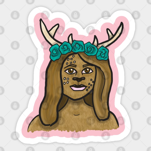 Deer Person Sticker by tesiamarieart